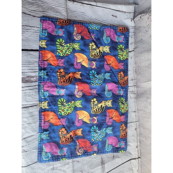 Set Of 2 Handmade Quilted Cat Print Placemats 16x11 Inches - Picture 6 of 8